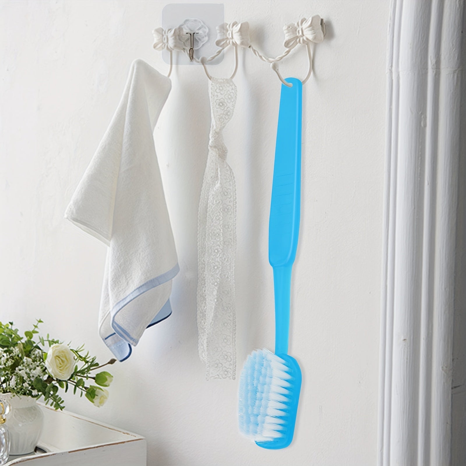 Ergonomic Long-Handled Bath Brush with Soft Bristles - Ideal for Deep Cleansing, Exfoliation & Back Massage, Quick-Dry Material, Easy Hang Design for Shower Use