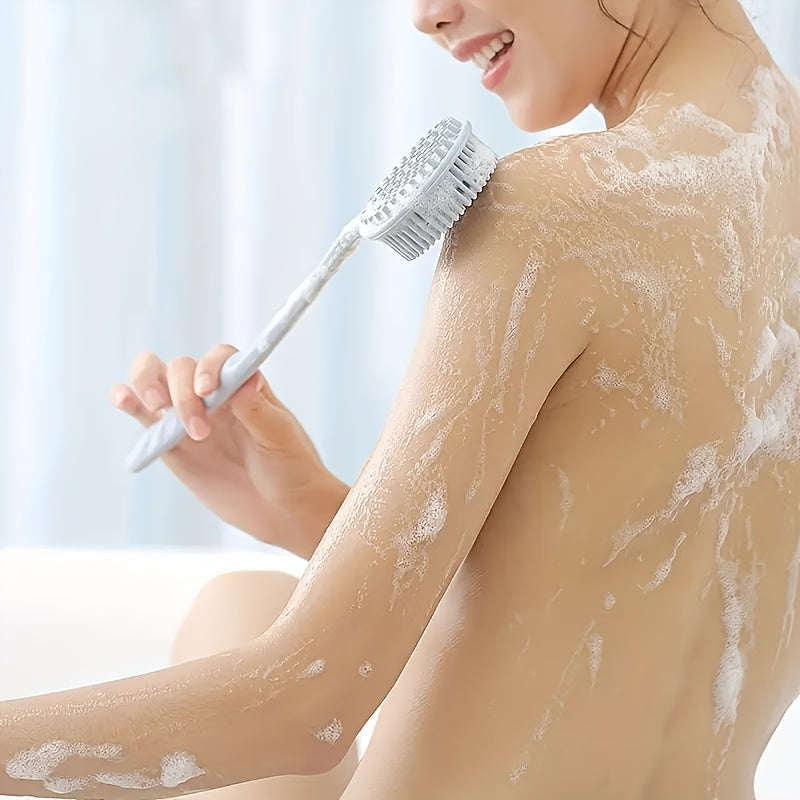 1pc Ergonomic Long Handle Silicone Bath Brush with Soft Non-Irritating Bristles - Deep Cleansing & Gentle Massage, Sterile, Easy to Clean, Enhances Soap/Gel Lather, Suitable for All Light Beige Types, Durable All-Season Bath Accessory, Bath Accessories,