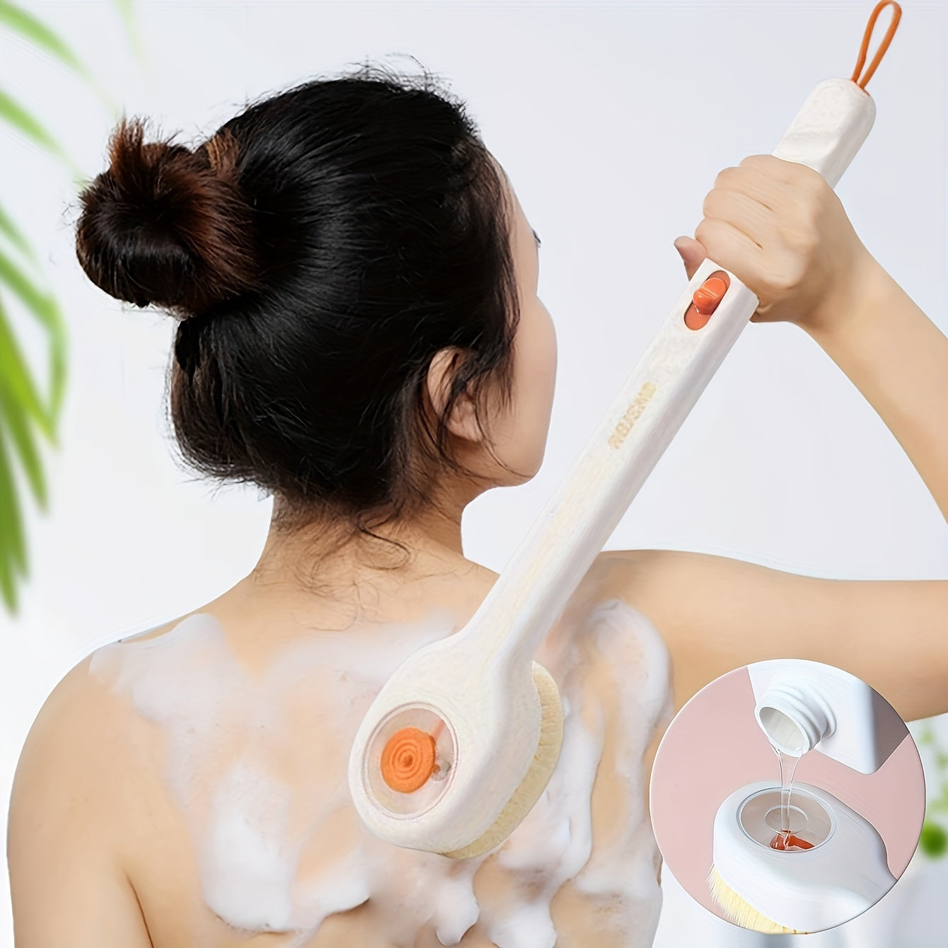 Long-Handled Shower Scrub Brush - Soft Bristle Body Exfoliator & Massage Tool for Bathing, Back Scrubbing, and Skin Care
