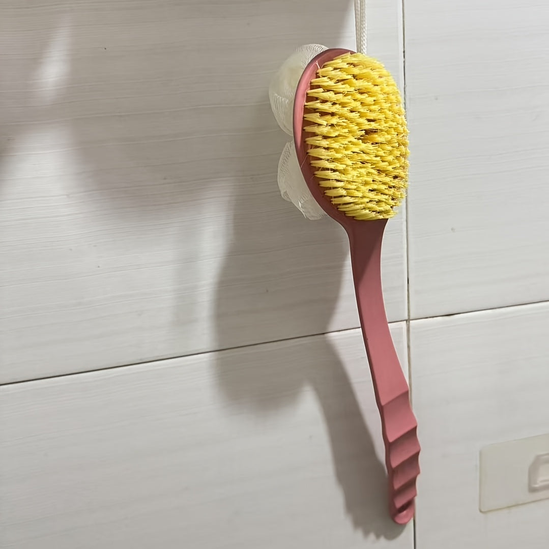 2-in-1 Dual Head Bath Brush with Soft Loofah - Perfect for Back Scrubbing, No Oil or Battery Required
