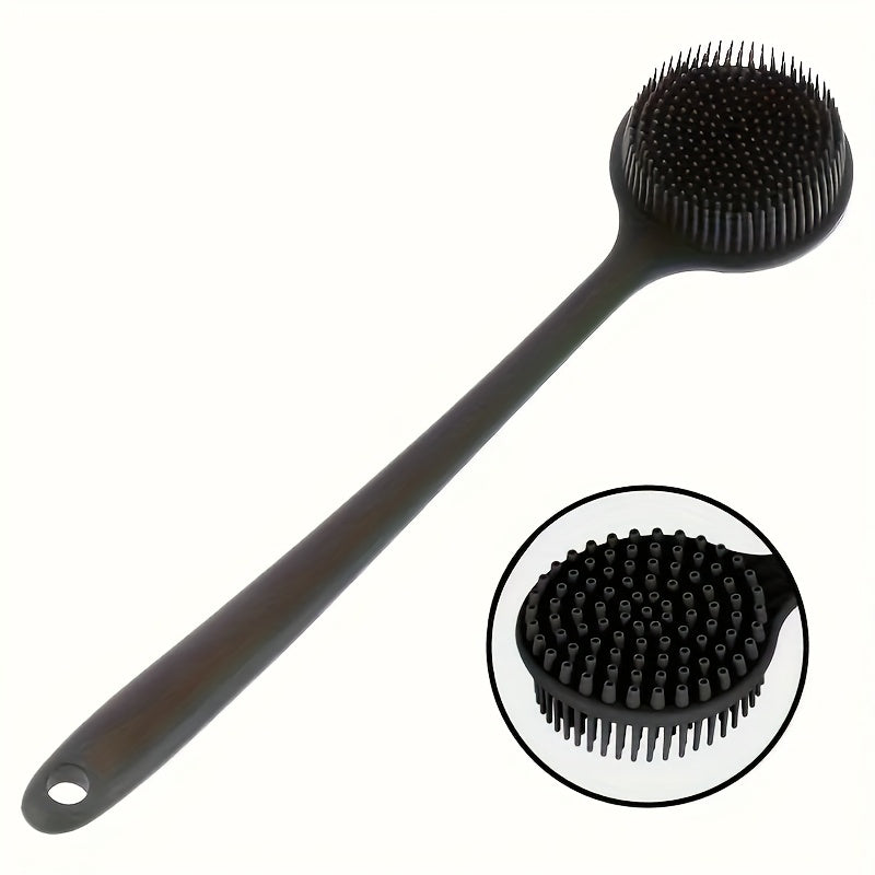 1pc Ergonomic Long Handle Silicone Bath Brush with Soft Non-Irritating Bristles - Deep Cleansing & Gentle Massage, Sterile, Easy to Clean, Enhances Soap/Gel Lather, Suitable for All Light Beige Types, Durable All-Season Bath Accessory, Bath Accessories,