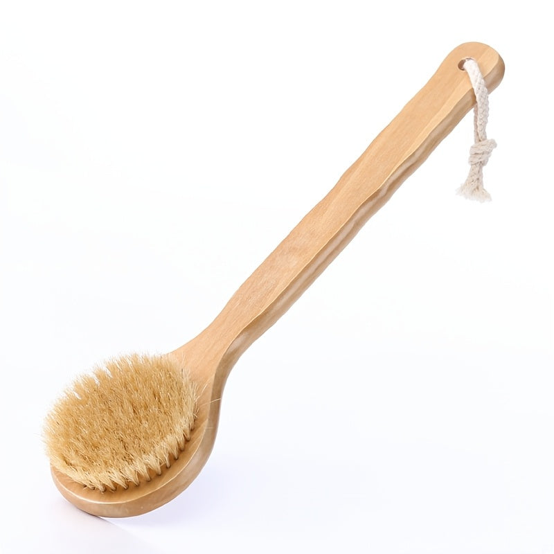 Long Handle Body Brush with Soft Bristles - Non-Electric Back Scrubber for Dry Light Beige Exfoliation, Gentle Bath & Shower Tool for Smooth Light Beige, No Battery Needed, Easy to Use for Home or Spa, Shower Brush, Ergonomic Design, Durable Construction,