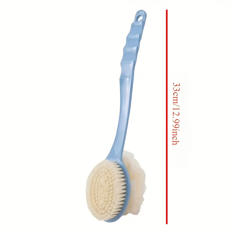 2-in-1 Dual Head Bath Brush with Soft Loofah - Perfect for Back Scrubbing, No Oil or Battery Required