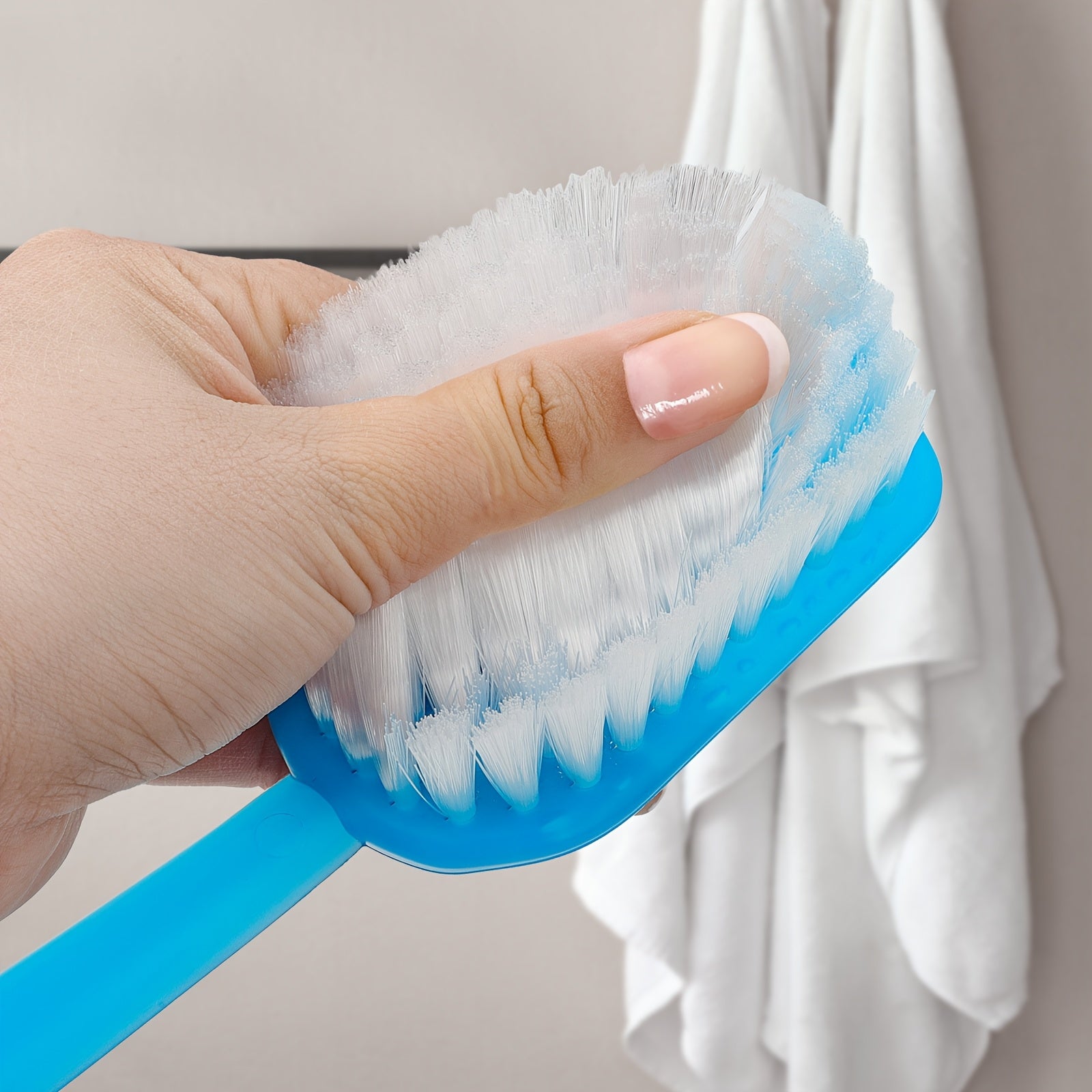 Ergonomic Long-Handled Bath Brush with Soft Bristles - Ideal for Deep Cleansing, Exfoliation & Back Massage, Quick-Dry Material, Easy Hang Design for Shower Use