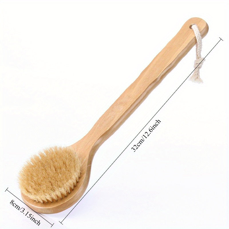 Body brush, long-handled bathtub shower brush, Light Beige exfoliation, essential tools for bath tools, manual back massage brush