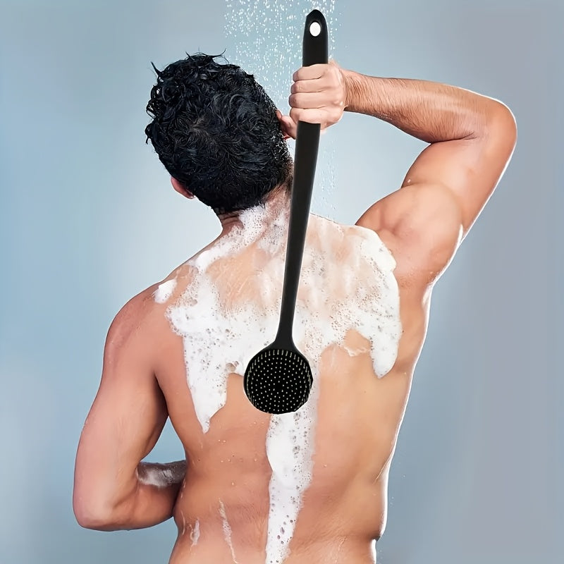 1pc Ergonomic Long Handle Silicone Bath Brush with Soft Non-Irritating Bristles - Deep Cleansing & Gentle Massage, Sterile, Easy to Clean, Enhances Soap/Gel Lather, Suitable for All Light Beige Types, Durable All-Season Bath Accessory, Bath Accessories,