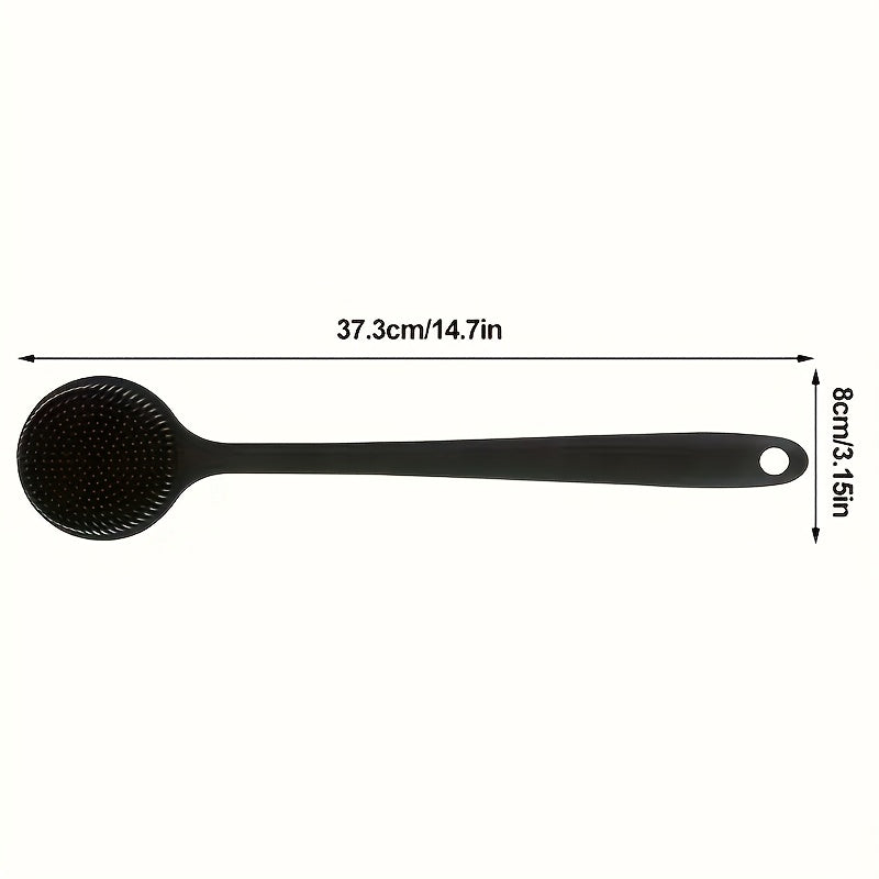 1pc Ergonomic Long Handle Silicone Bath Brush with Soft Non-Irritating Bristles - Deep Cleansing & Gentle Massage, Sterile, Easy to Clean, Enhances Soap/Gel Lather, Suitable for All Light Beige Types, Durable All-Season Bath Accessory, Bath Accessories,