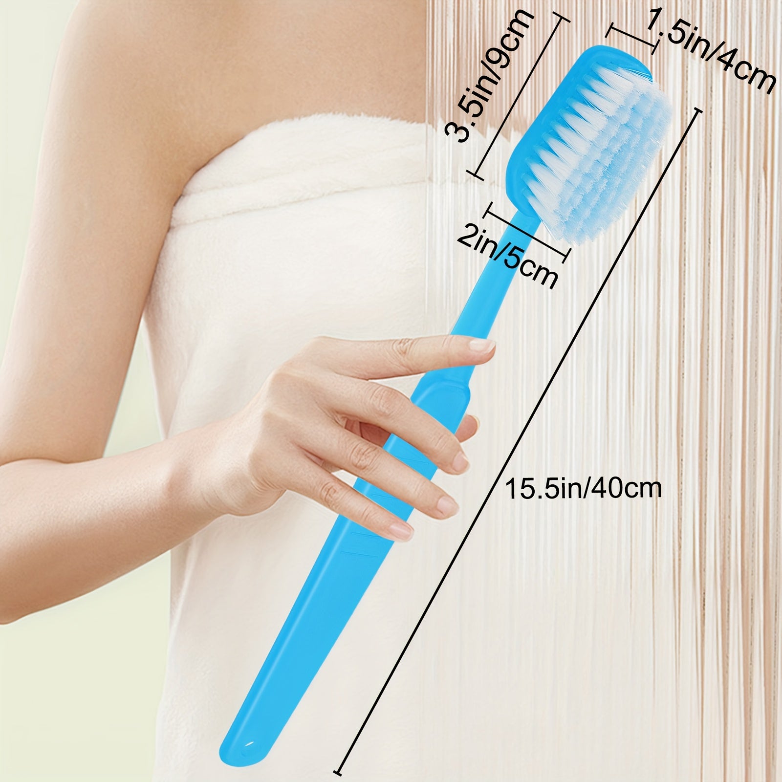 Ergonomic Long-Handled Bath Brush with Soft Bristles - Ideal for Deep Cleansing, Exfoliation & Back Massage, Quick-Dry Material, Easy Hang Design for Shower Use