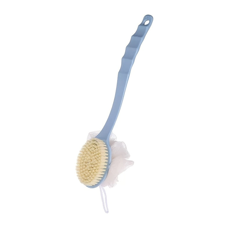 2-in-1 Dual Head Bath Brush with Soft Loofah - Perfect for Back Scrubbing, No Oil or Battery Required