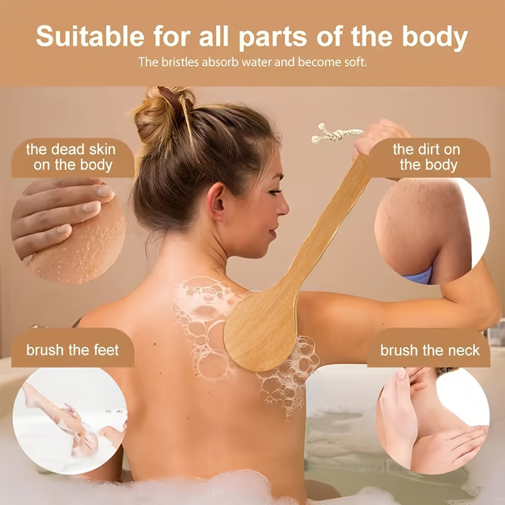 Long Handle Body Brush with Soft Bristles - Non-Electric Back Scrubber for Dry Light Beige Exfoliation, Gentle Bath & Shower Tool for Smooth Light Beige, No Battery Needed, Easy to Use for Home or Spa, Shower Brush, Ergonomic Design, Durable Construction,
