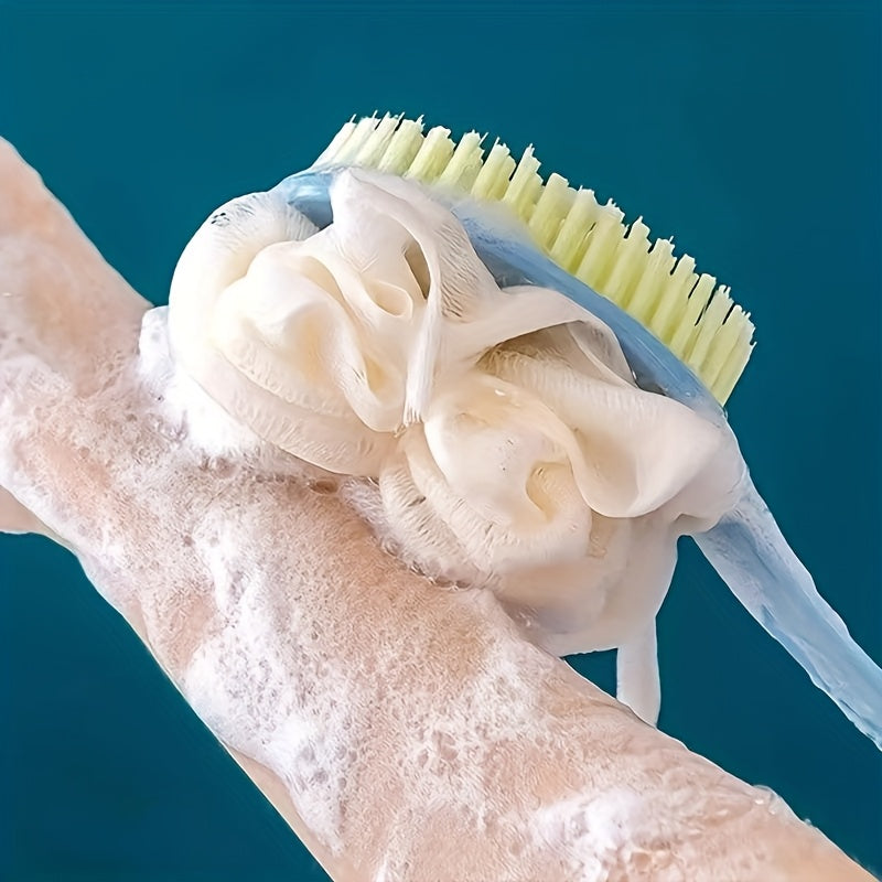 Valentine's Day 2-in-1 Soft Fiber Long Handle Shower Brush - Gentle Exfoliating Body Scrubber, Dual-purpose Back Brush and Cleansing Tool, Japanese Design