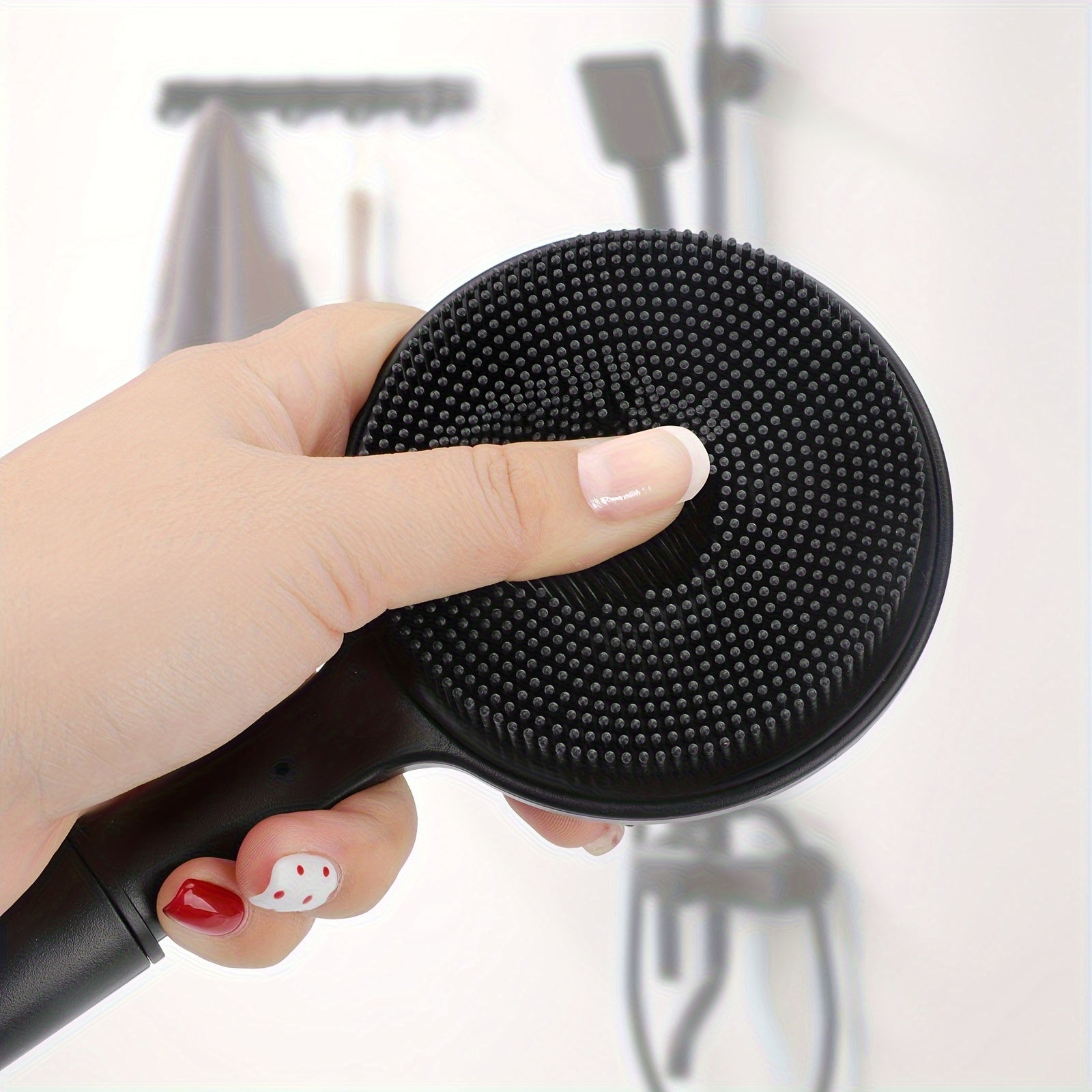 Extra Long Back Scrubber Shower Brush - Heavy-Duty Bath Exfoliator with Adjustable Handle (15.7'' to 23.6''), Non-Slip Grip Base, Dual-Sided Exfoliating & Massage Head - No Electricity Needed for Full Body - Ideal for Back, Legs, Feet, Hard-to-Reach Areas